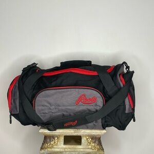Roots Black and Gray Duffel Bag with Red Accents